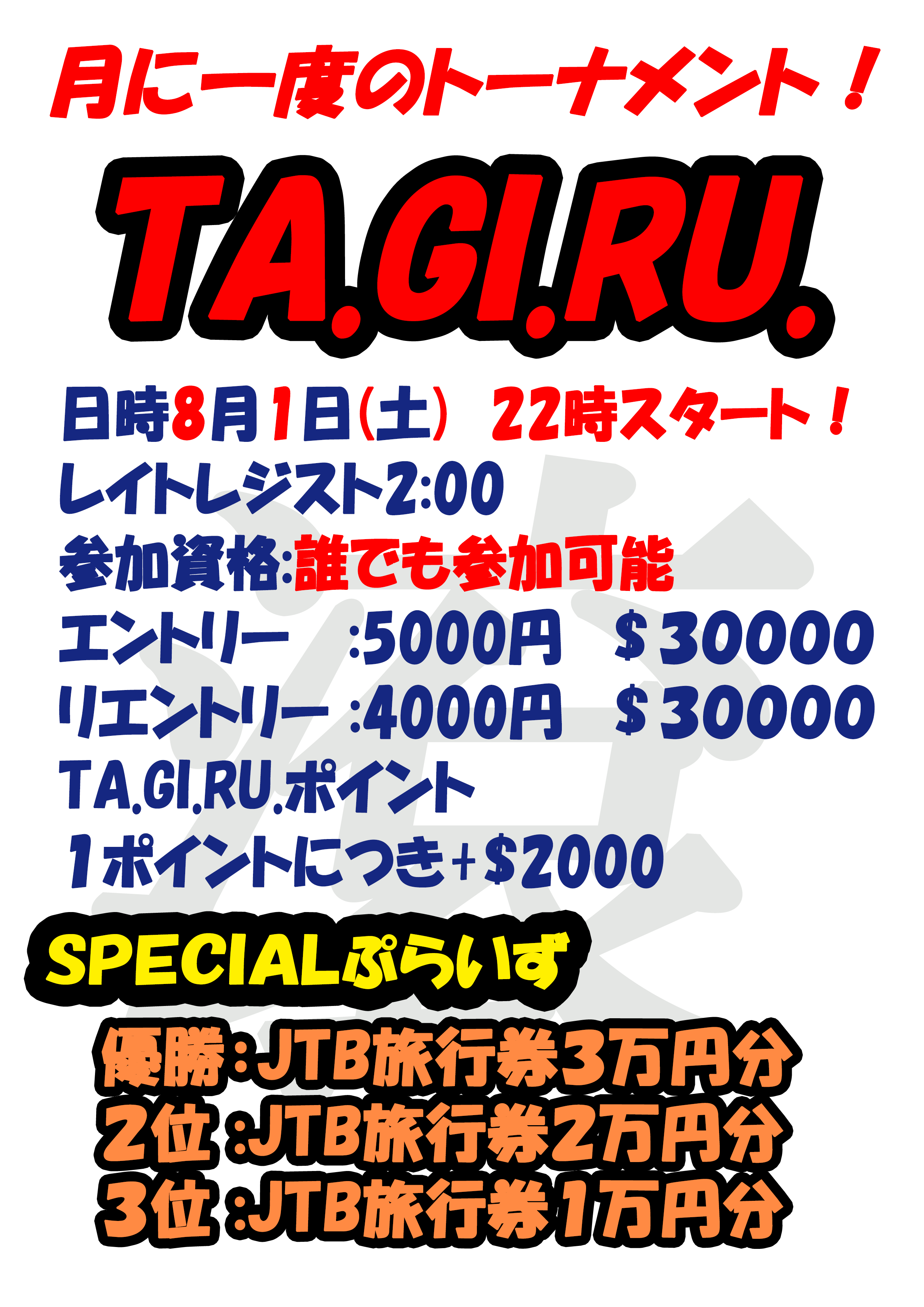 第31回TAGIRU開催！　～月に一度のマンスリートーナメント～