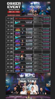 １月後半スケジュール！そして【朗報】でございますがなんと現在済州で行われているKPCポーカー大会でたくみ様とDOGが躍動中！1月17日の13時～FTの配信もあるとの事！よろしくお願いいたします！